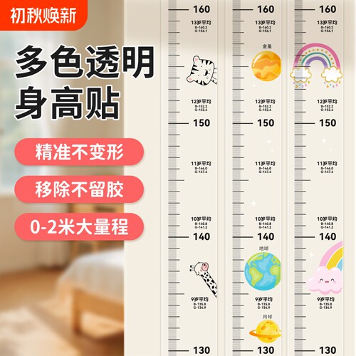 宝妈推荐不留胶不伤墙透明身高贴
