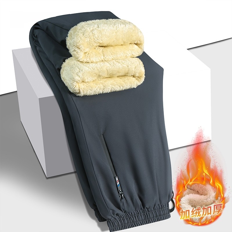 中老年棉裤男款秋冬季羊羔绒裤子爸爸秋冬装加绒加厚外穿休闲长裤