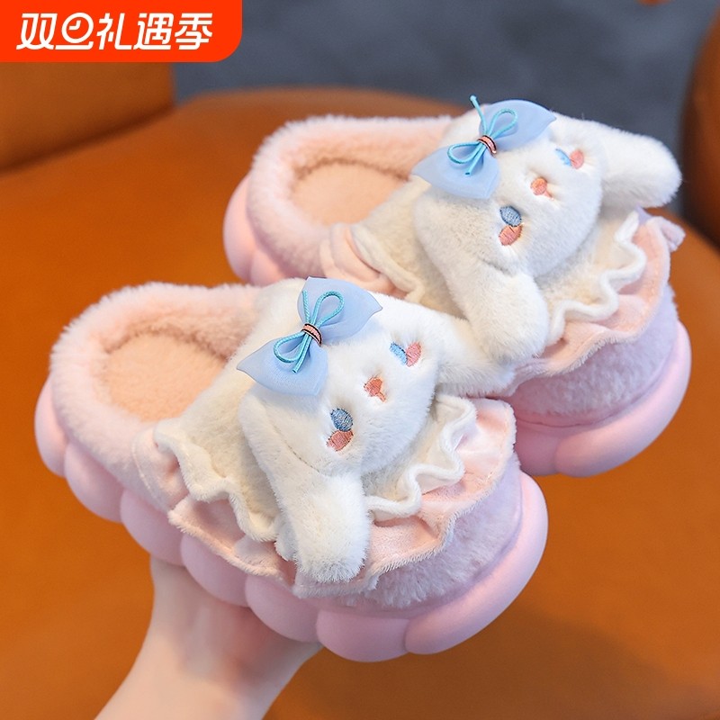 女童棉拖鞋2025新款女孩秋冬季儿童室内加绒保暖拖鞋外穿宝宝棉拖