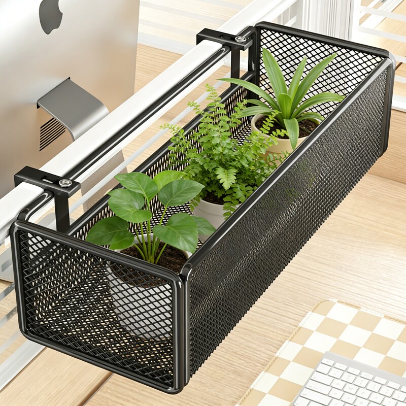 工位绿植置物架办公室免打孔多功能花架盆栽摆放托架屏风悬挂挂篮