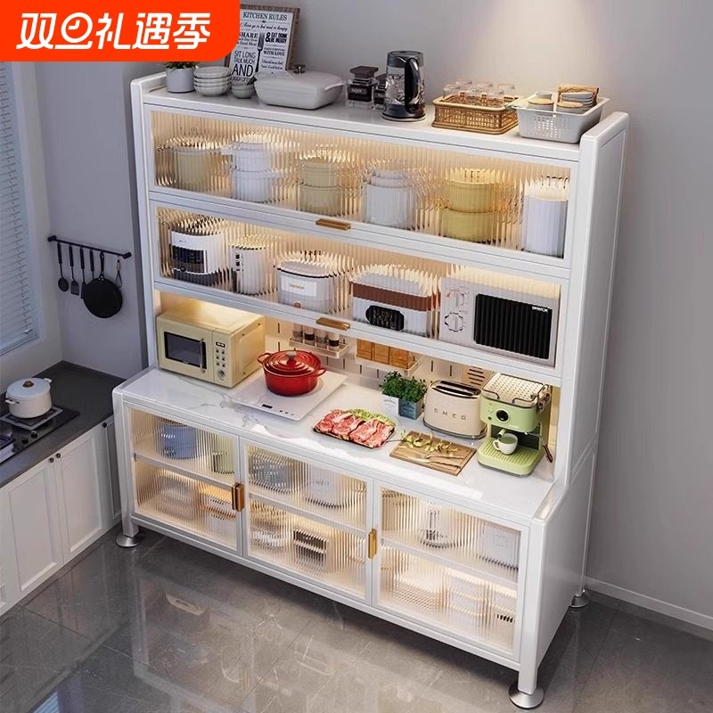 厨房置物架落地多层微波炉橱柜家用碗柜多功能收纳餐边柜台面储物
