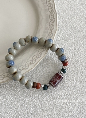 时尚简约波西米亚风瓷珠手链景德镇新中式搭配手工编织精美自然款