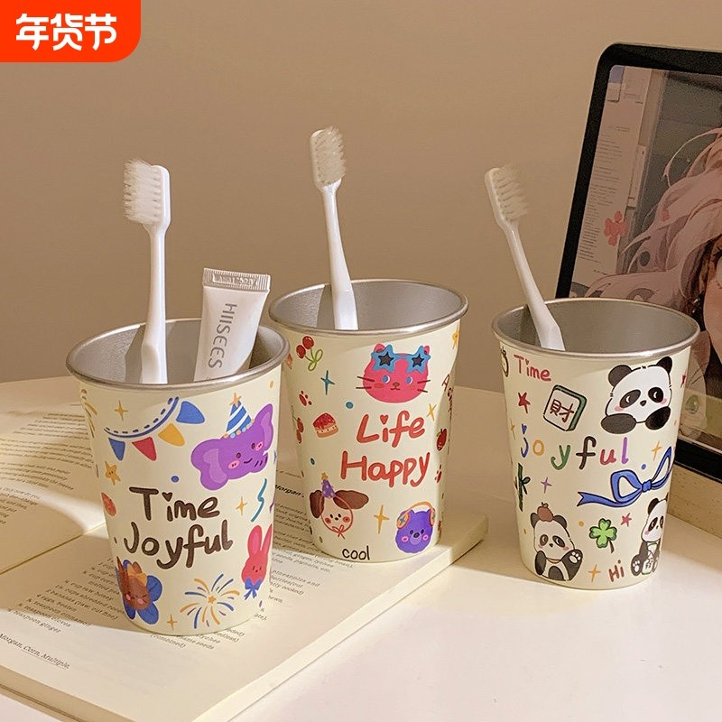 可爱ins风满印小猫小狗洗漱杯不锈钢304情侣家用漱口杯学生牙刷杯,家庭/个人清洁工具,洗漱杯,淘宝优惠券,粉丝福利购,淘宝优惠卷