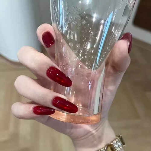 红宝石猫眼手工美甲贴片气质款