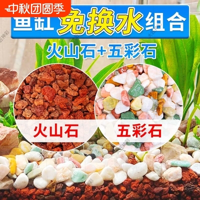 天然彩石火山石鱼缸底砂造景装饰套餐原生水族铺底溪流石古法过滤