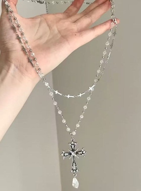 Vintage古着 The cross of fate项链多层叠戴锁骨链爆款