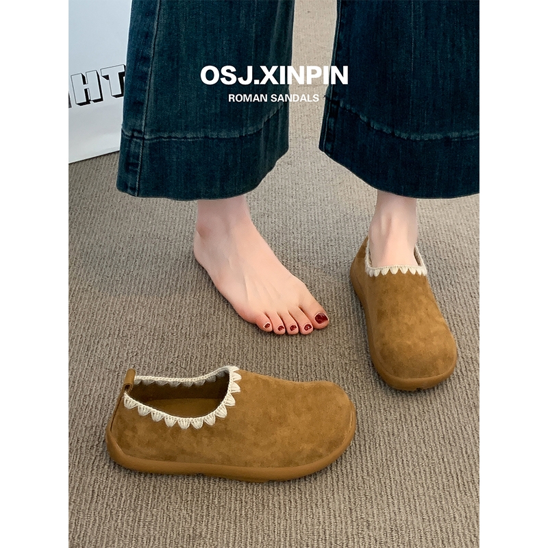 复古勃肯鞋女2025新款秋季全包百搭软底一脚蹬懒人豆豆鞋博肯单鞋