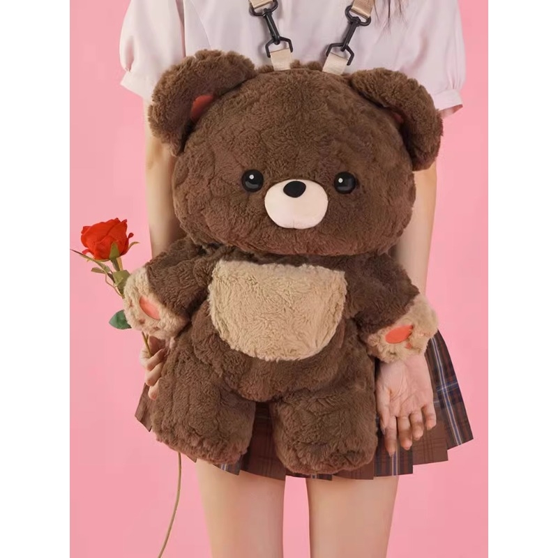 瑶米小熊双肩背包包可爱毛绒绒玩偶书包闺蜜生日礼物女生实用动物