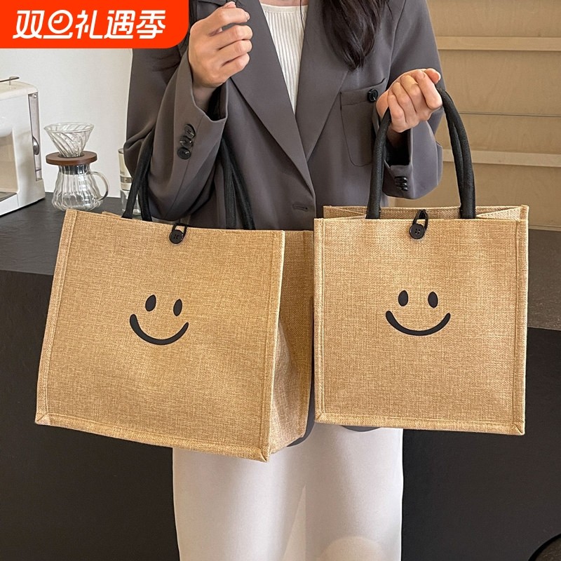 帆布包包手提包麻布手提袋女2025新款大容量女ins韩风通勤托特包