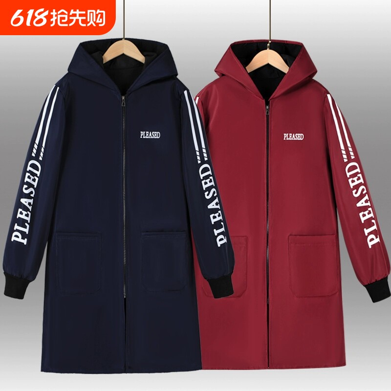 秋冬新款加绒防水工作服罩衣耐磨耐脏连帽劳保大褂围裙男士上班女
