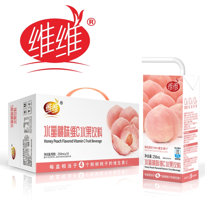 维维水蜜桃维C水果饮料满足每日100%维生素桃子盒装