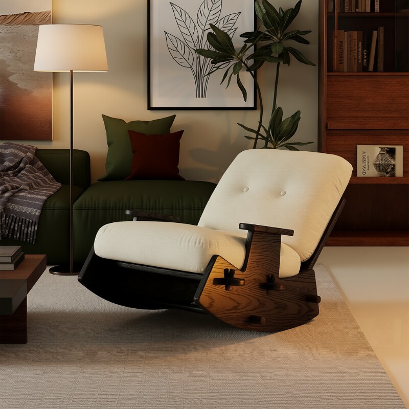 复古实木摇摇椅单人躺椅家用阳台休闲椅可睡可躺客厅懒人沙发椅子