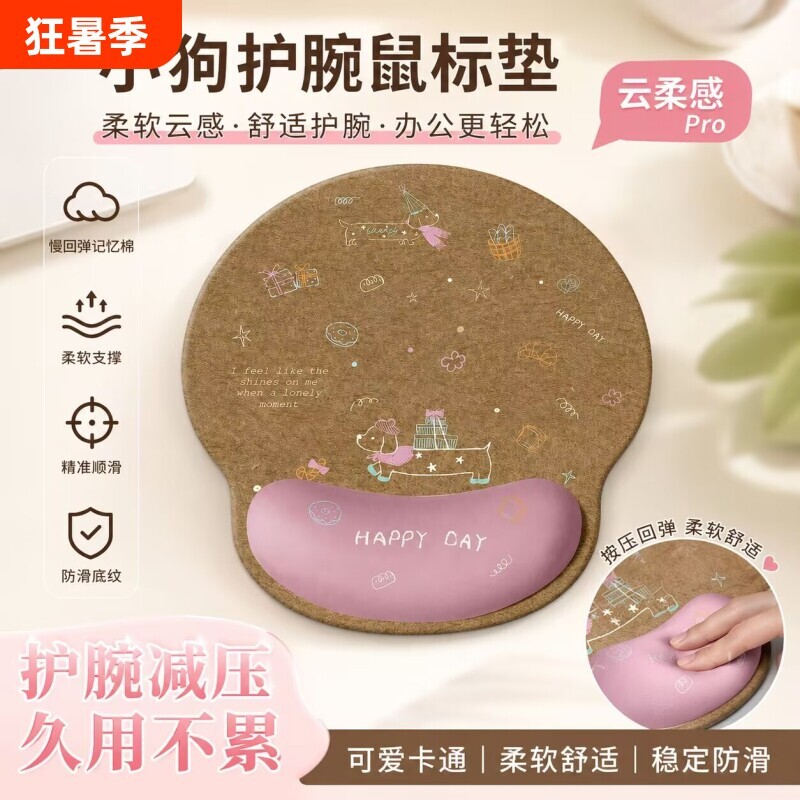 可爱小狗护腕鼠标垫女生手腕垫图片