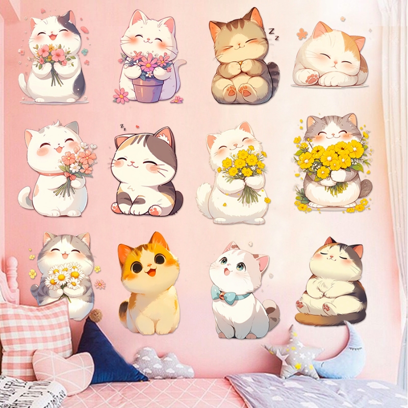 可爱小猫咪补洞墙贴出租房神器装饰画浴室瓷砖贴儿童房幼儿园贴纸图片