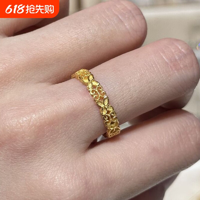 新中式蝴蝶镂空戒指复古轻奢宫廷风轻奢雕食指戒指环开口可调节