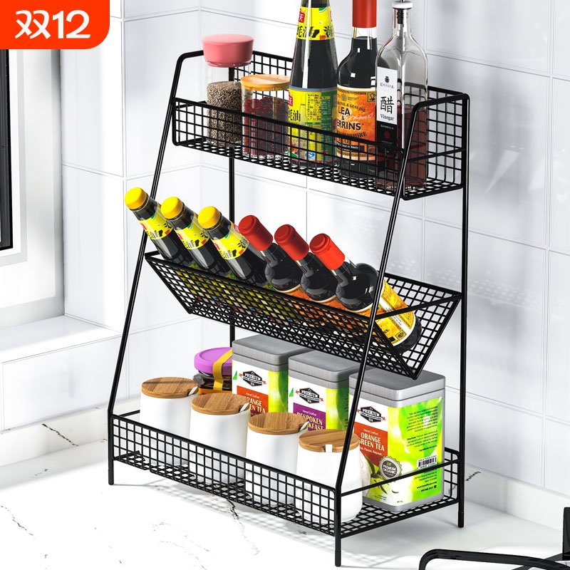 厨房调料置物架调味品瓶酱油瓶醋瓶油瓶盐罐收纳架子多功能置物柜