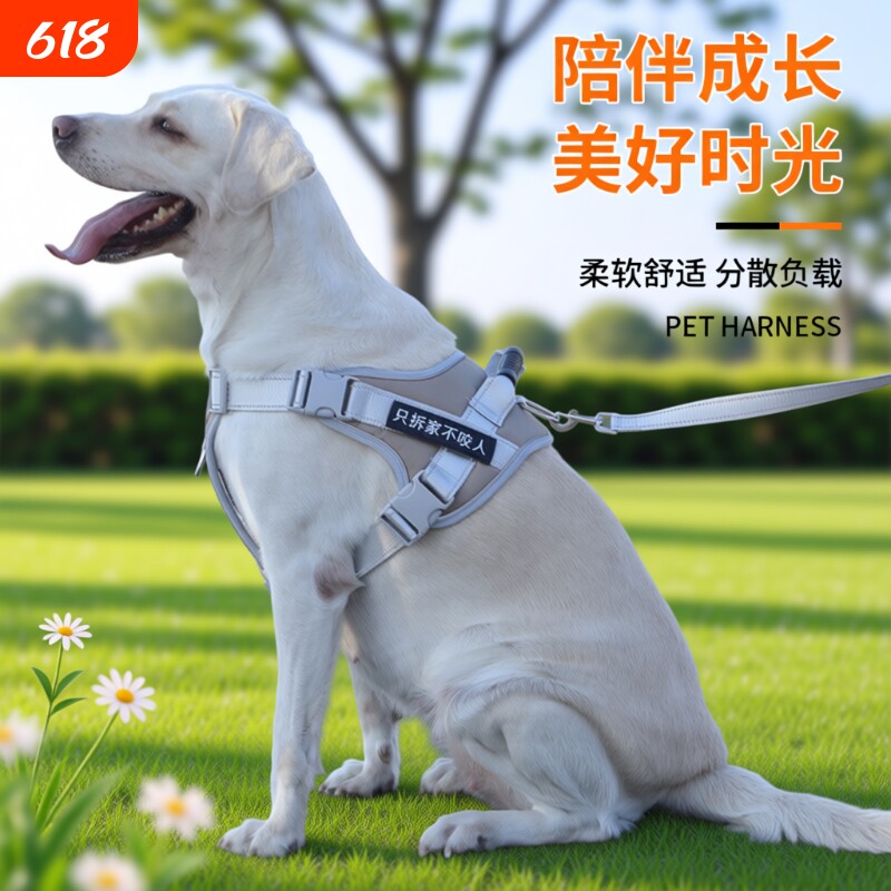 宠物胸背带防爆冲背心式拉布拉多狗链子中大型犬金毛狗狗牵引绳子