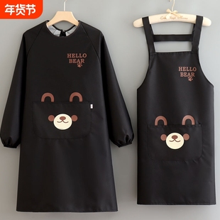 男女防水厨房做饭围裙家用防油工作上班餐饮专用饭店画画长袖罩衣