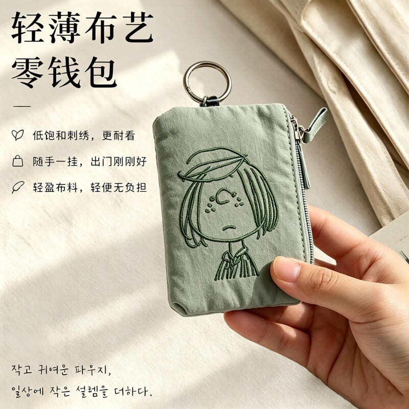 简约风卡通小动物刺绣卡包图片