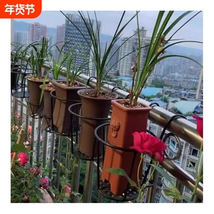 兰花专用花架阳台栏杆花盆架挂式护栏悬挂九尾狐加高黑色支架底部