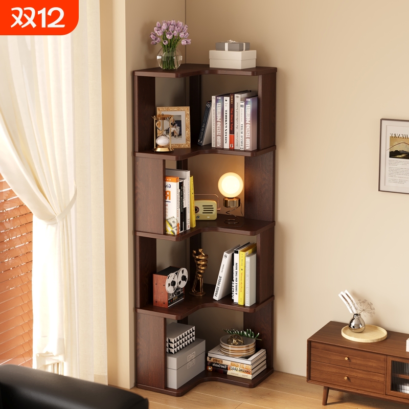 实木转角书架落地置物架客厅角柜