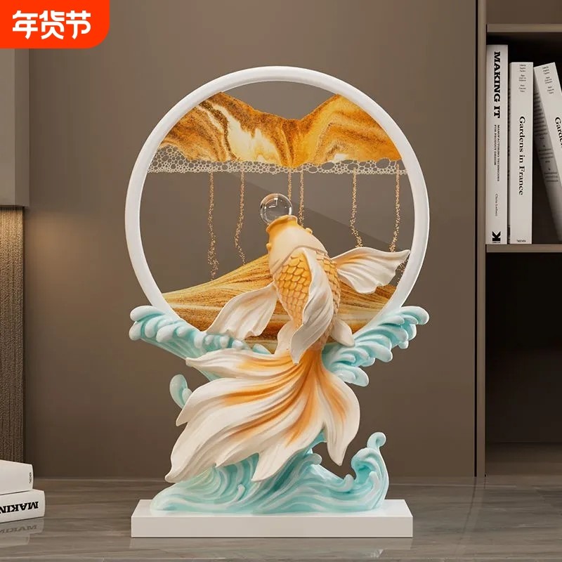 年年有余创意流沙画摆件2026新款办公室沙漏解压礼物商务新年送礼
