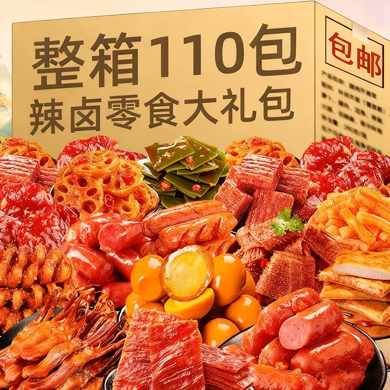 零食大礼包卤味肉类休闲食品小吃网红爆款解馋辣条小零食麻辣礼包