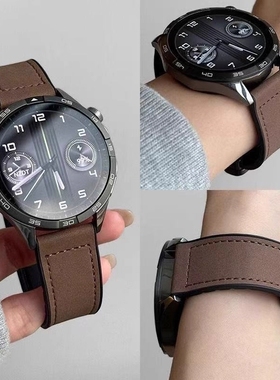 适用华为GT5疯马纹皮质表带watch3pro手表gt4pro高级感watchgt5磁吸gt3真皮智能4pro运动gt女2男buds秋冬新款