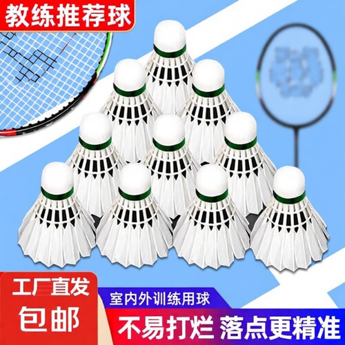 羽毛球鹅毛12支装耐打抗风羽毛球比赛训练专用稳定室外学习训练球