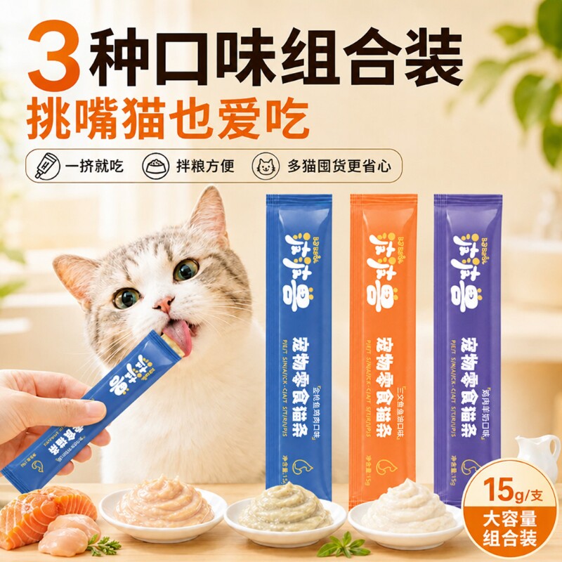 猫条100支整箱猫咪零食成幼猫罐头营养鱼油湿粮小猫零食金枪鱼图片
