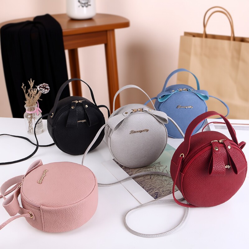 小圆包单肩斜跨包2025小包手提女包斜挎百搭休闲粉色时尚黑色蓝色