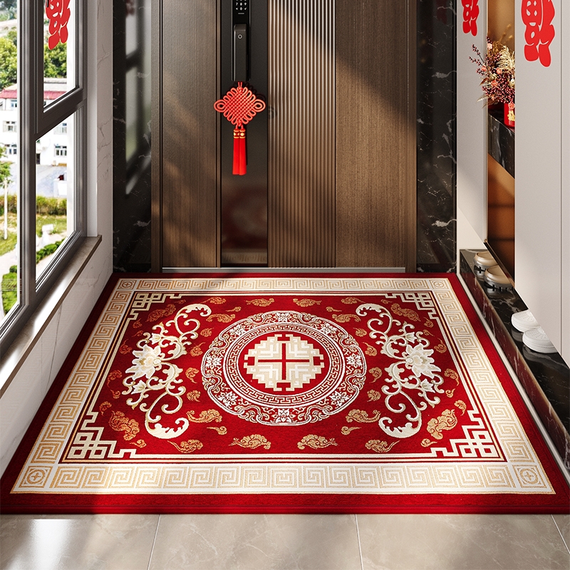 新中式红色入户地垫防滑脚垫