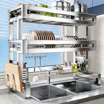 厨房水槽置物架不锈钢碗碟收纳水池洗碗多功能放碗盘沥水碗架台面