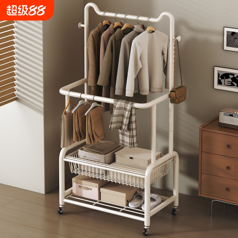 挂衣架落地卧室可移动简易双杆衣架大容量多功能不占空间衣帽架子