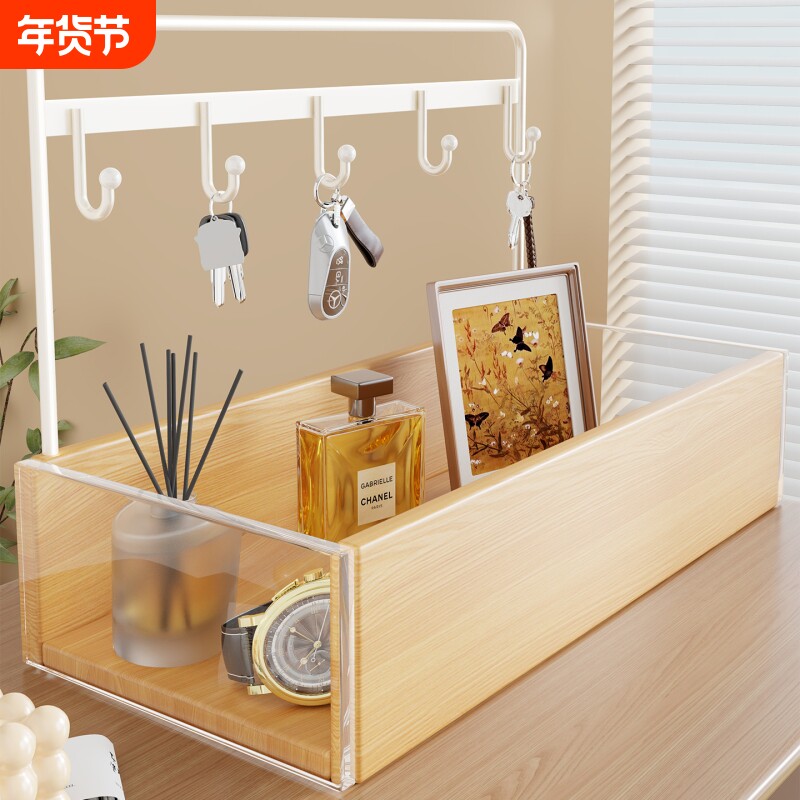 玄关钥匙架摆件收纳装饰悬挂式置物架入户鞋柜上香水相片整理架子