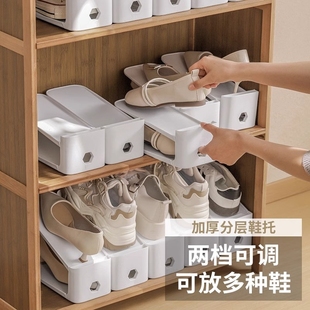 托架可調(diào)節(jié)簡(jiǎn)易鞋 鞋 架子鞋 架收納神器省空間雙層鞋 柜分層隔板整理