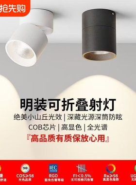 可调角度led筒灯射灯明装可折叠免开孔桶灯客厅背景墙玄关天花灯
