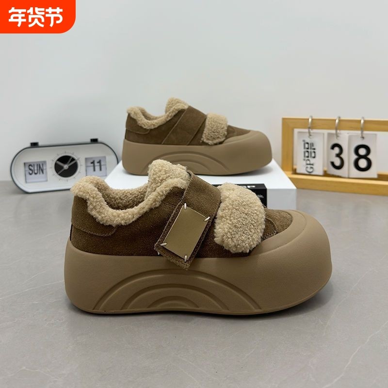 赵露思同款魔术贴加绒板鞋女2025冬季新款棉鞋运动休闲面包鞋软底,女鞋,休闲板鞋,淘宝优惠券,粉丝福利购,淘宝优惠卷
