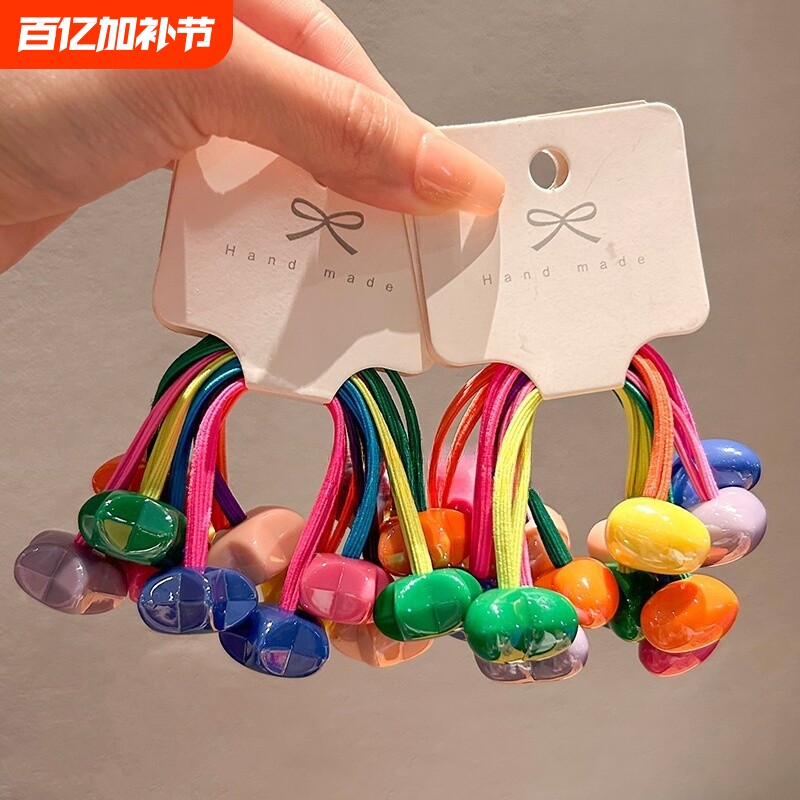 高弹力糖果球球橡皮筋发绳女童耐用不伤发头饰发圈头绳丸子头马尾