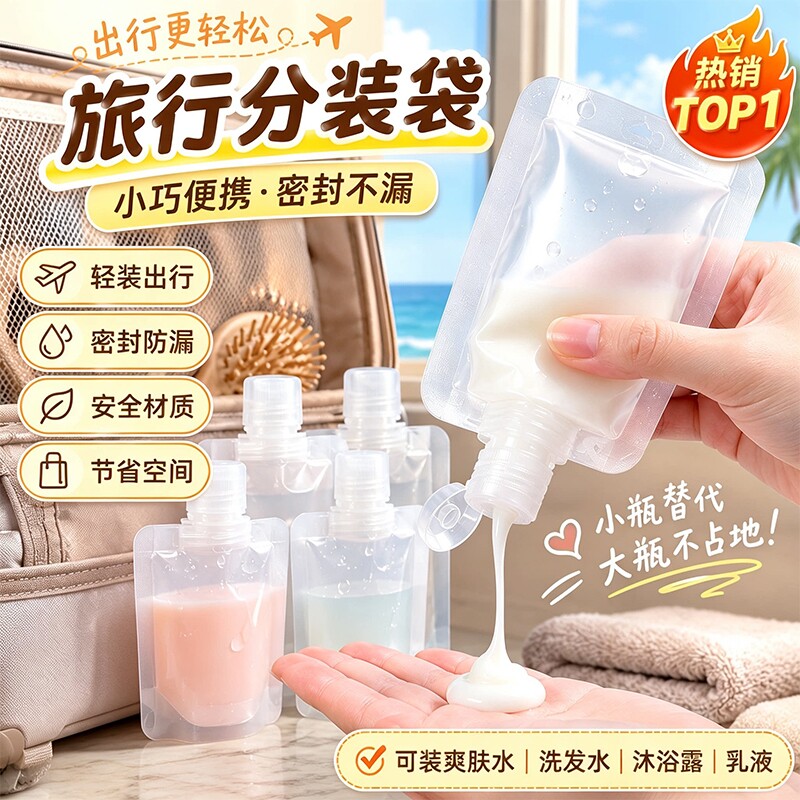 旅行乳液分装袋护肤化妆品沐洗发浴露便携收纳袋一次性小样分装瓶图片