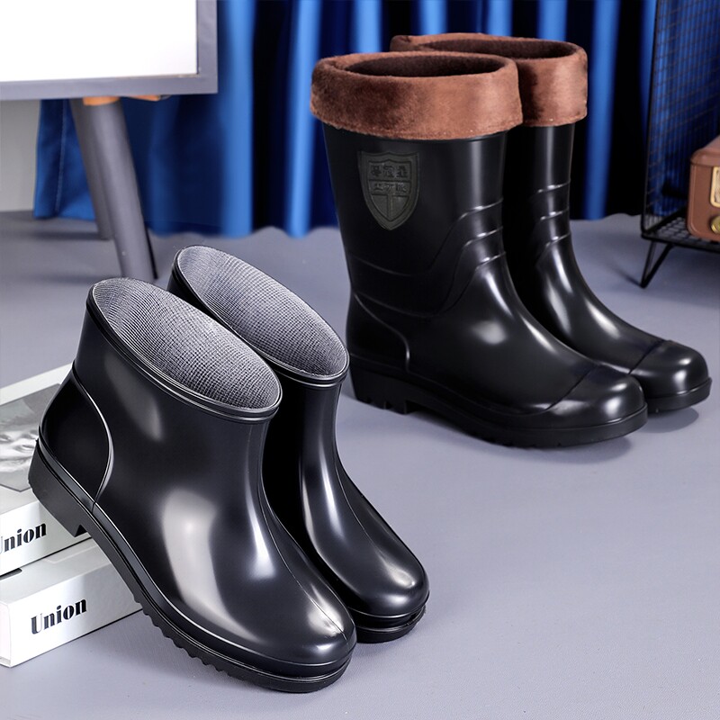 雨鞋男女款通用水鞋钓鱼鞋防水防滑耐磨加绒水靴劳保工地胶鞋雨靴