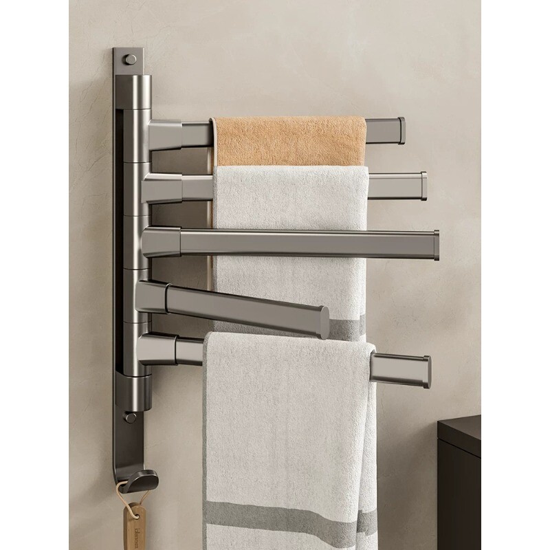 浴室旋转毛巾架免打孔卫生间转角毛巾杆挂杆卫浴厕所洗手间壁挂式
