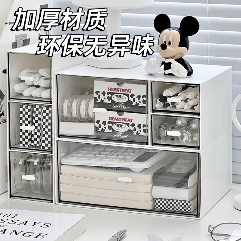 透明抽屉桌面收纳盒亚克力杂物书桌文具化妆品置物架办公室整理盒