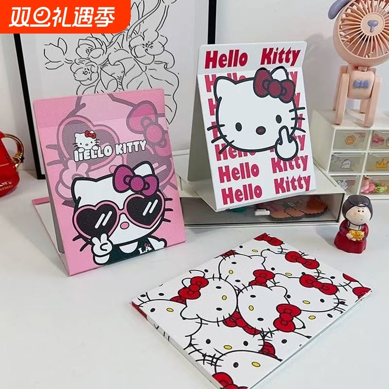 可爱桌面折叠化妆镜子卧室学生宿舍随身便携式台式手拿梳妆镜大号