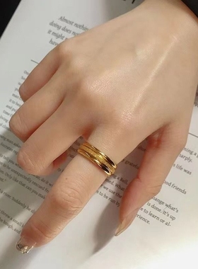 三生三世戒指女小众设计高级感素圈金钛钢食指2024年新款潮不掉色