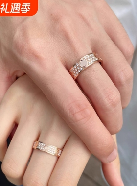 钉子戒指男女18K玫瑰金love满天星情侣对戒指环黄金白金窄版宽版