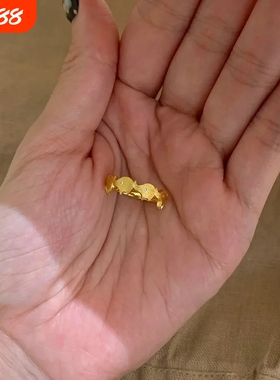法式拉丝吉象点钻戒指高级感小众设计独特点钻轻奢指环开口可调节