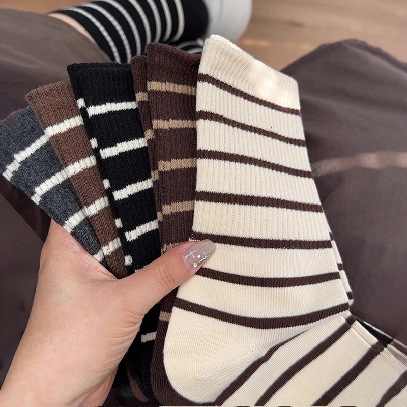 中筒袜条纹长筒袜防臭吸汗美拉德
