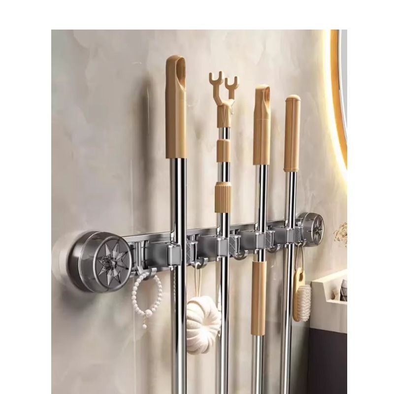 吸盘拖把壁挂夹拖把架挂钩浴室家用置物架卫生间强力固定挂架卡扣