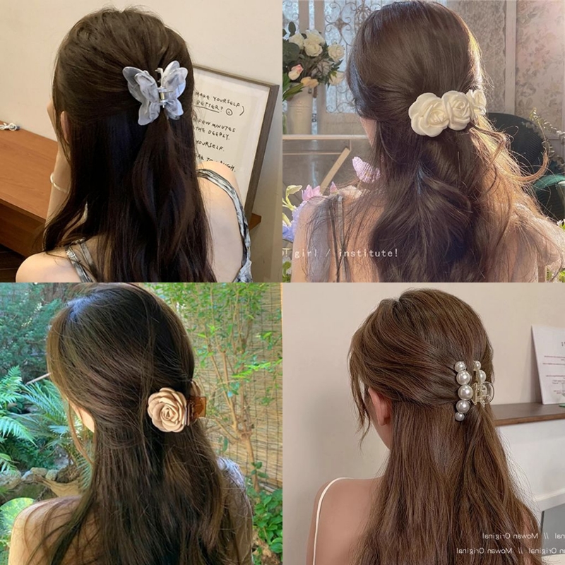 珍珠抓夹小号发夹女后脑勺发卡小巧鲨鱼夹发抓迷你小夹子头饰蝴蝶
